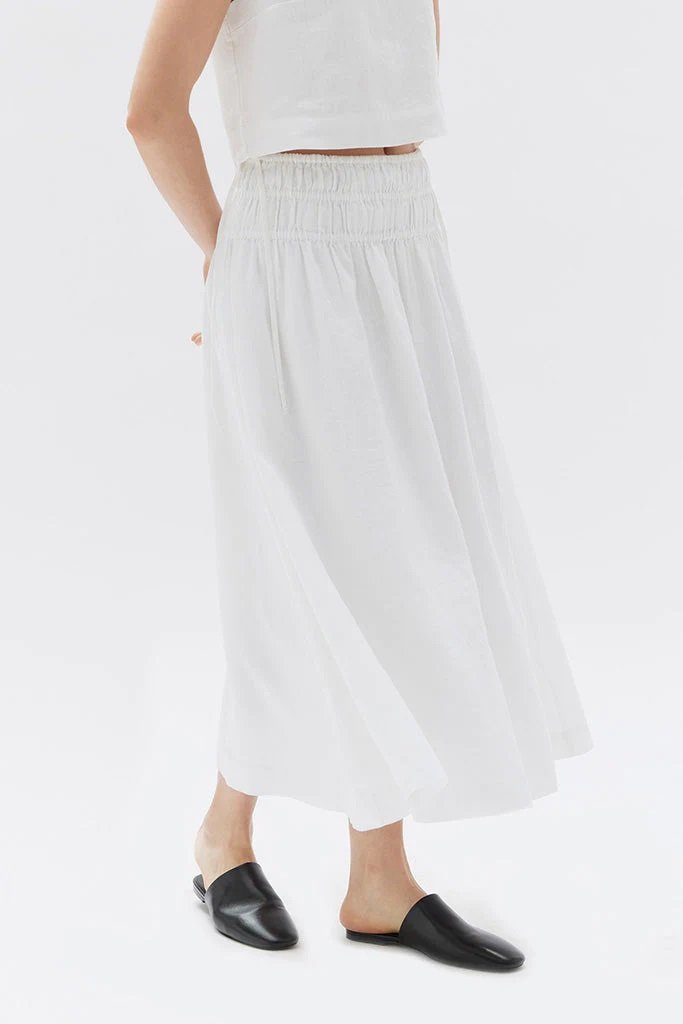 Assembly Label – Fleur Rouched Linen Skirt – Nomadi Sunshine Coast