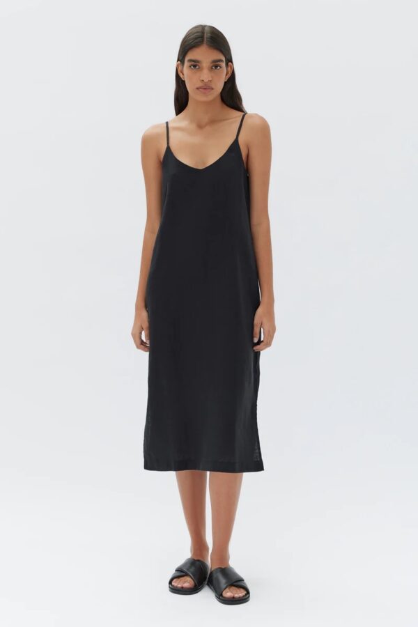 Assembly Label Linen Slip Dress Black