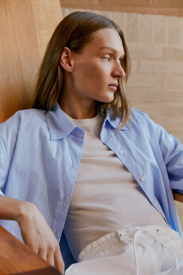 Assembly Label - Otis Poplin Bahama Blue/White Stripe Shirt
