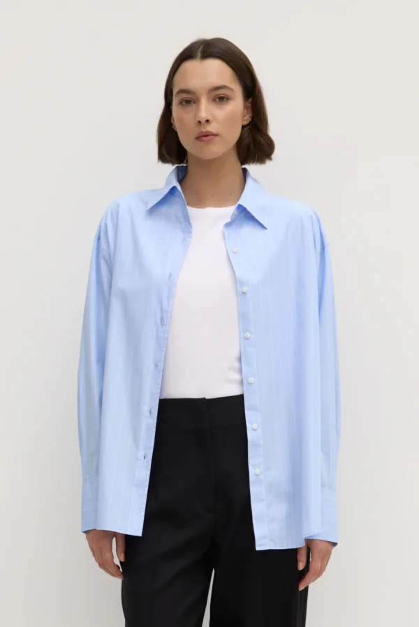 Assembly Label - Otis Poplin Bahama Blue/White Stripe Shirt - Image 4