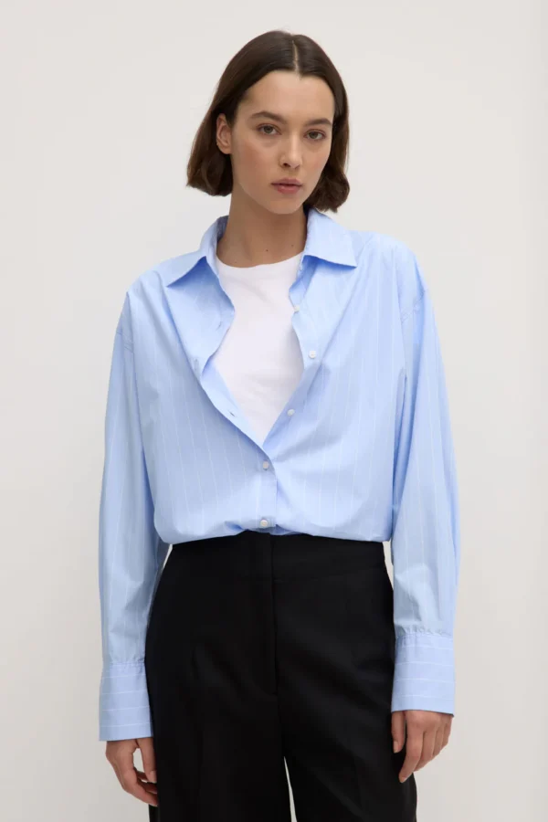 Assembly Label - Otis Poplin Bahama Blue/White Stripe Shirt - Image 3